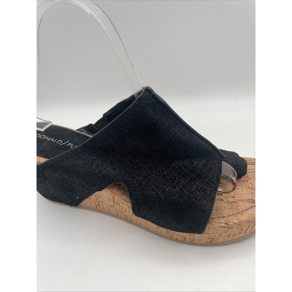Donald Pliner Gerie Women's Size 10M Black Leather Cork Wedge Thong Sandals - Picture 3 of 11